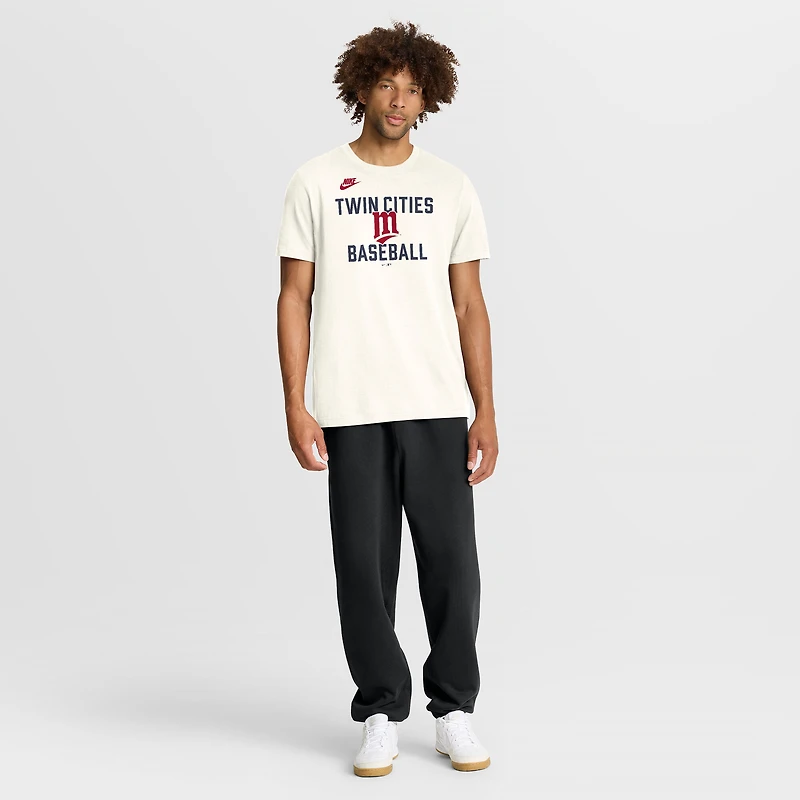 T-shirt Nike crème pour homme, collection Minnesota Twins Cooperstown, inspiré des années 70