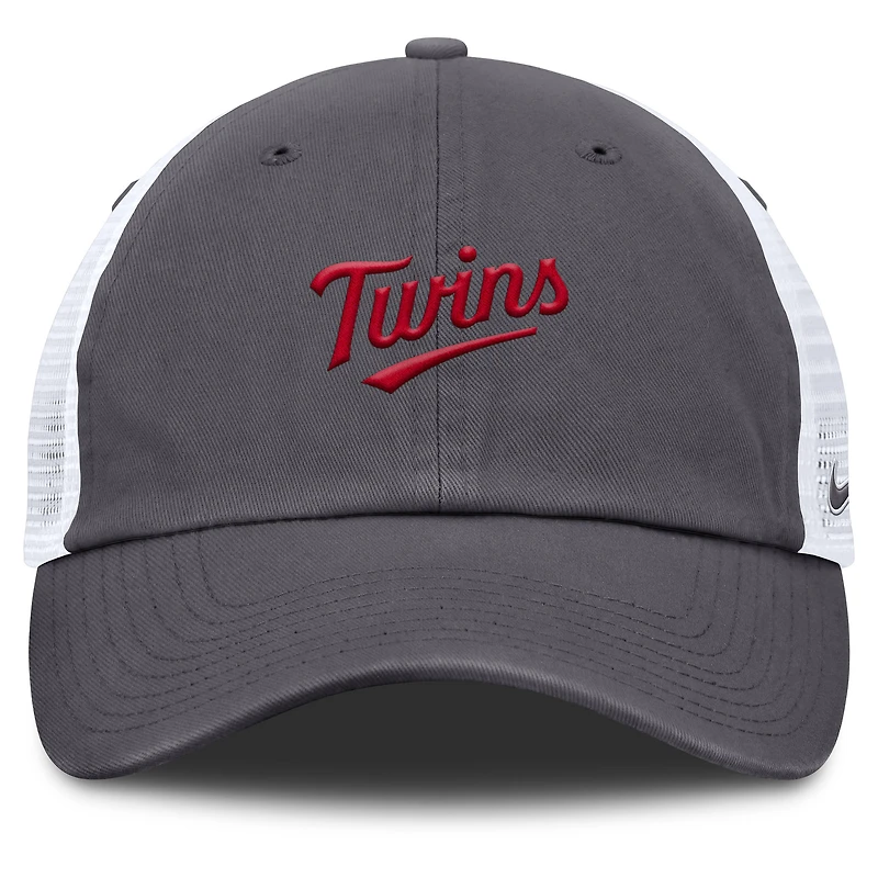 Men's Nike Gray Minnesota Twins Wordmark Club Adjustable Trucker Hat