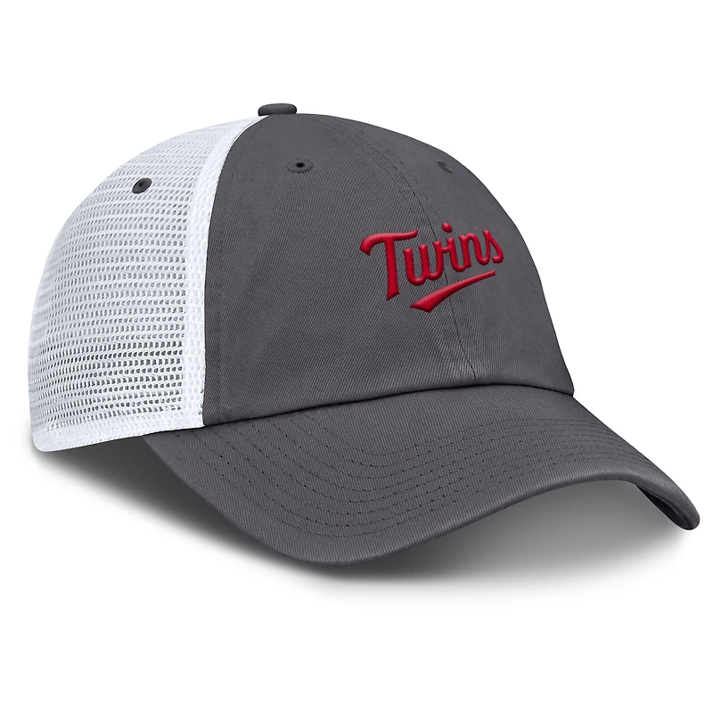 Men's Nike Gray Minnesota Twins Wordmark Club Adjustable Trucker Hat
