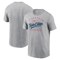 Men's Nike Heather Gray Minnesota Twins Home Team Athletic Arch T-Shirt