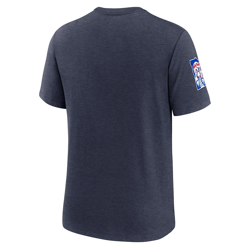 T-shirt Nike bleu marine chiné pour homme des Twins du Minnesota, collection Cooperstown, motif Eras Tri-Blend