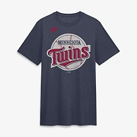 Men's Nike Heather Navy Minnesota Twins Cooperstown Logo Tri-Blend T-Shirt