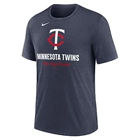 T-shirt Nike bleu marine chiné pour homme avec logo des Twins du Minnesota