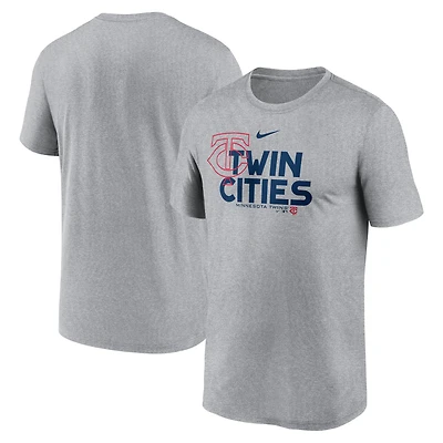 T-shirt Nike Heathered Charcoal Minnesota Twins Local Rep Legend Performance pour homme