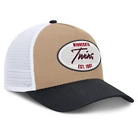 Casquette trucker ajustable Nike Minnesota Twins Rise A-Frame kaki/marine pour homme