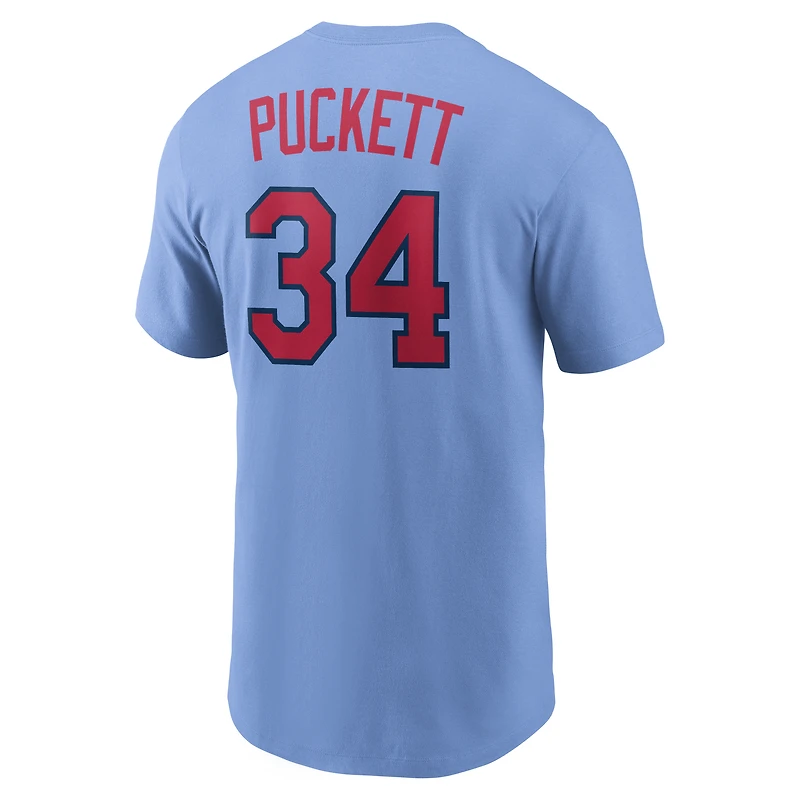 Men's Nike Kirby Puckett Light Blue Minnesota Twins Cooperstown Collection Name & Number T-Shirt