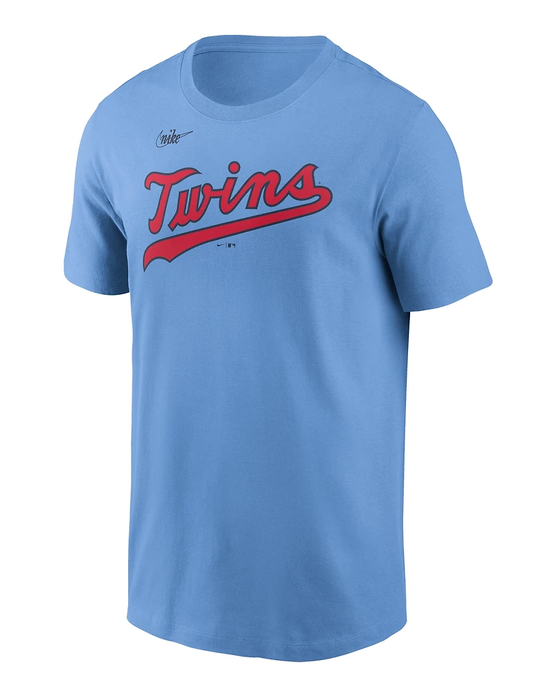 Men's Nike Light Blue Minnesota Twins Cooperstown Wordmark T-Shirt