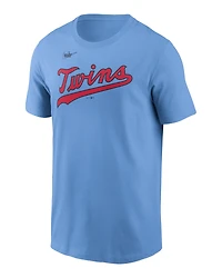 Men's Nike Light Blue Minnesota Twins Cooperstown Wordmark T-Shirt