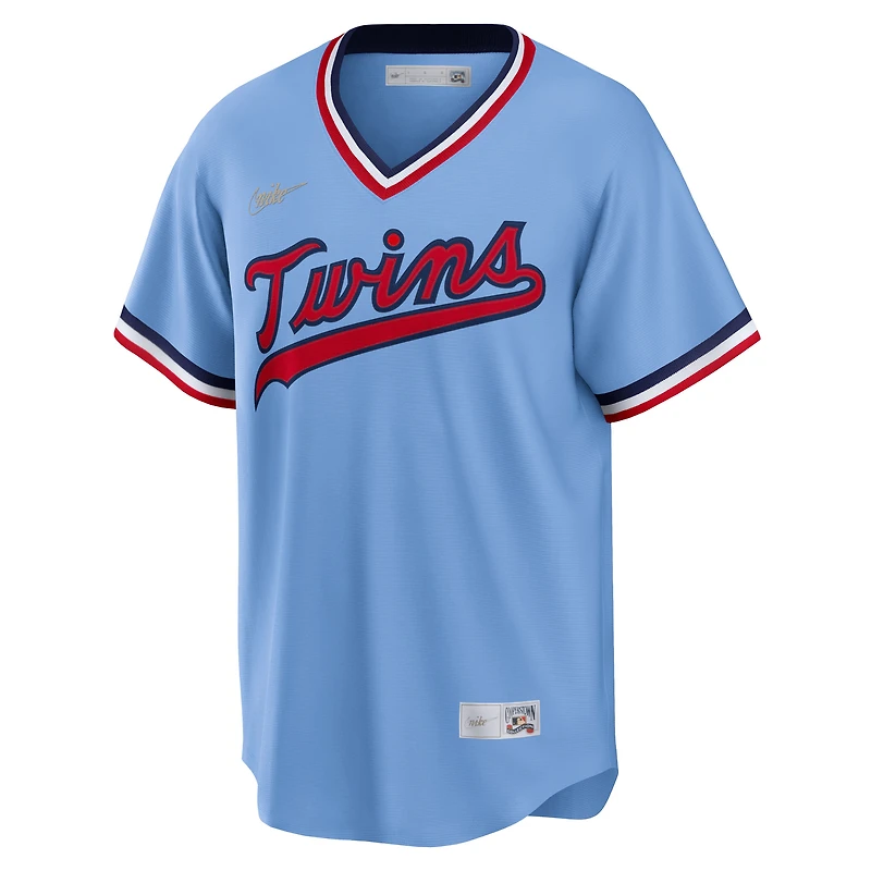 Maillot de l'équipe Nike Minnesota Twins Road Cooperstown Collection bleu clair pour homme