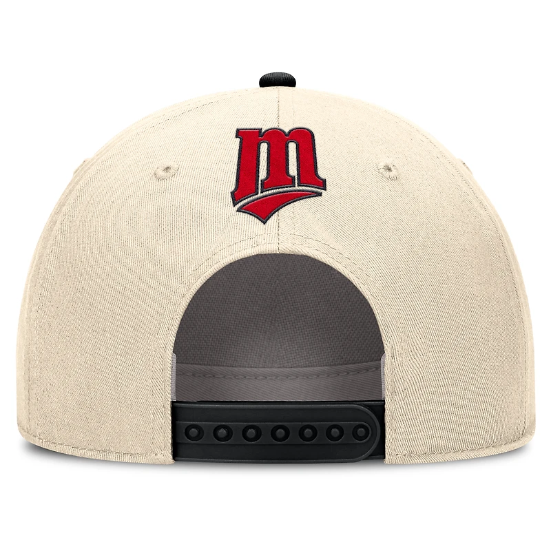 Men's Nike Natural/Black Minnesota Twins Cooperstown Collection Rise Adjustable Hat