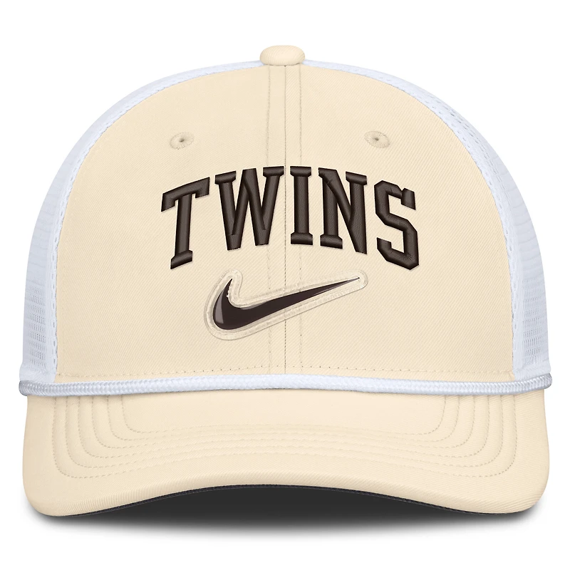 Men's Nike Natural/White Minnesota Twins Rise Dri-FIT Trucker Adjustable Hat​