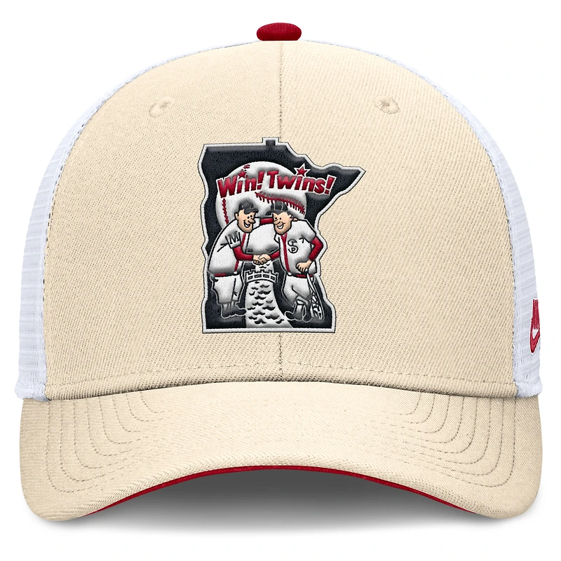 Men's Nike  Natural Minnesota Twins Cooperstown Collection Dri-FIT Rise Trucker Adjustable Hat