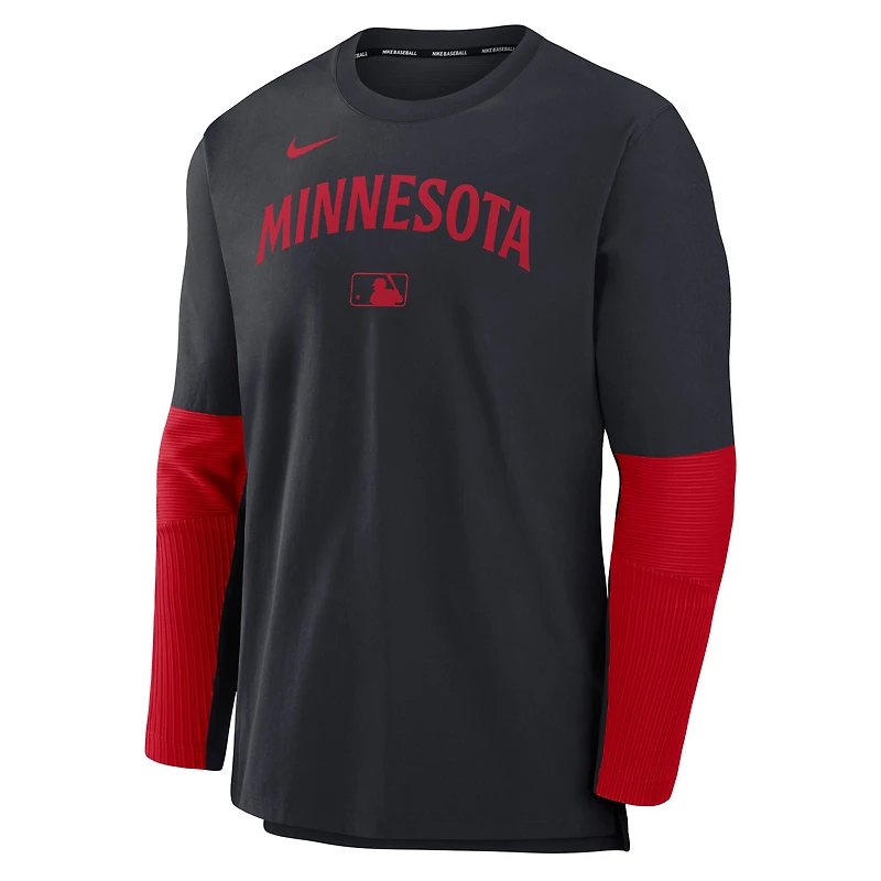 Pull léger Nike Dri-FIT pour homme, bleu marine/rouge, collection authentique des Twins du Minnesota