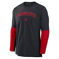Pull léger Nike Dri-FIT pour homme, bleu marine/rouge, collection authentique des Twins du Minnesota