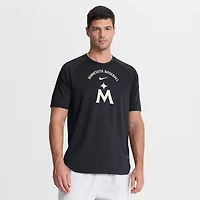 Haut raglan Nike Dri-FIT bleu marine pour homme, collection authentique Minnesota Twins, idéal l'entraînement avant-match.