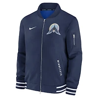 Veste aviateur zippée Nike bleu marine Minnesota Twins Authentic Collection City Connect pour homme
