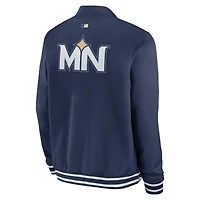 Veste aviateur zippée Nike bleu marine Minnesota Twins Authentic Collection City Connect pour homme
