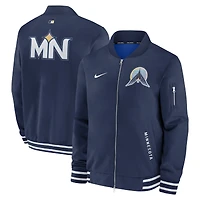 Veste aviateur zippée Nike bleu marine Minnesota Twins Authentic Collection City Connect pour homme