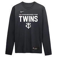 T-shirt à manches longues Nike Legend Dri-FIT Authentic Collection pour homme, bleu marine, Minnesota Twins