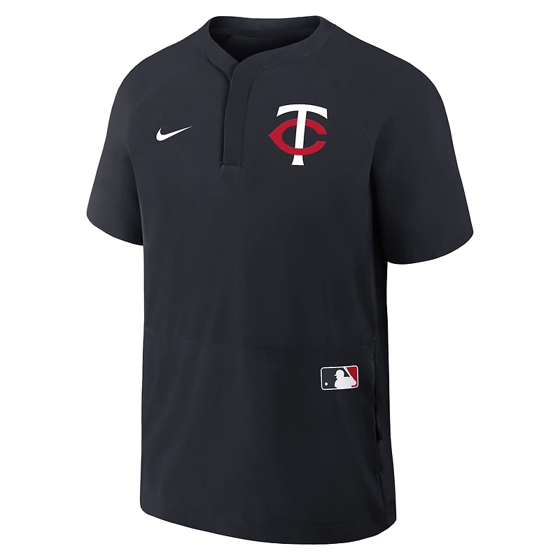 Coupe-vent à manches courtes raglan Nike bleu marine pour homme des Twins du Minnesota Authentic Collection