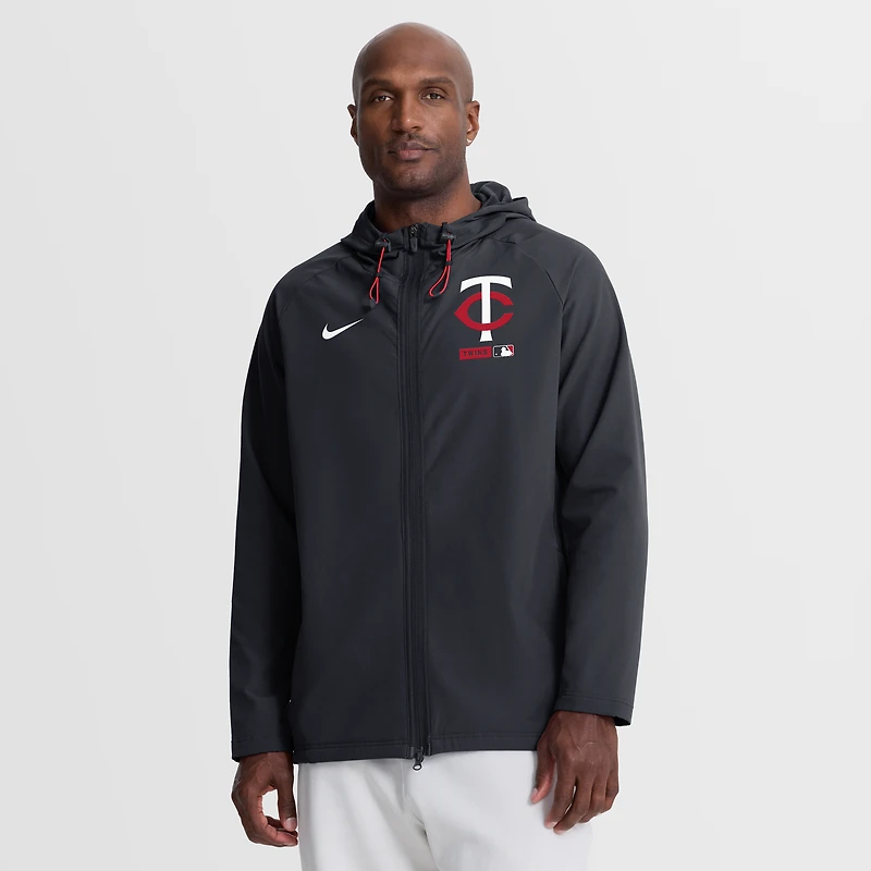 Men's Nike Navy Minnesota Twins Authentic Collection Raglan Therma-FIT Full-Zip Hooded Jacket