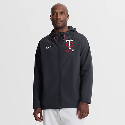 Men's Nike Navy Minnesota Twins Authentic Collection Raglan Therma-FIT Full-Zip Hooded Jacket