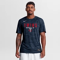 T-shirt Nike Velocity Dri-FIT Authentic Collection pour homme, bleu marine, Minnesota Twins