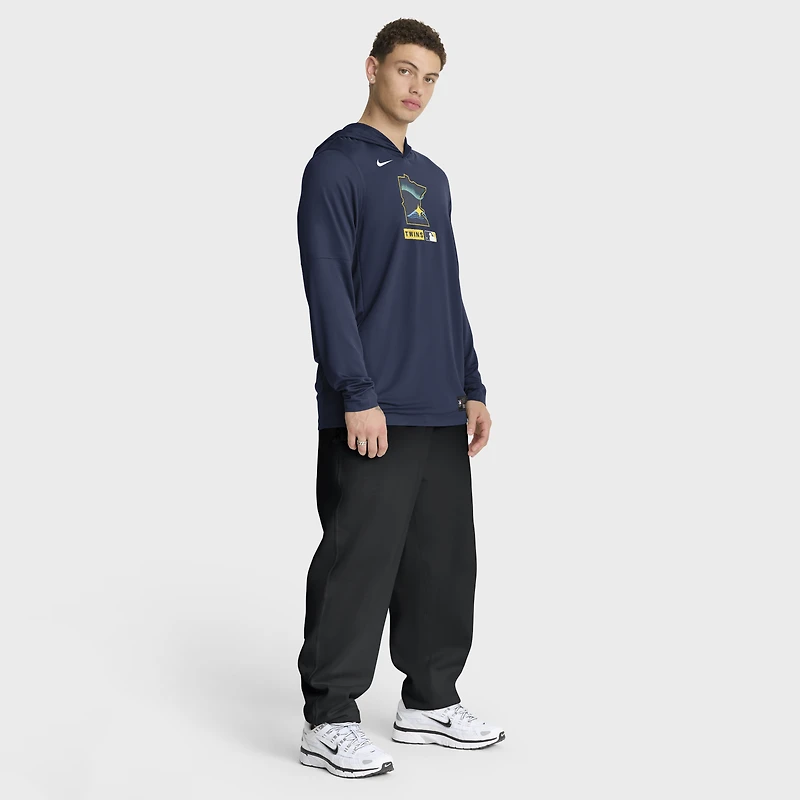 Men's Nike Navy Minnesota Twins City Connect Dri-FIT Long Sleeve Hooded T-Shirt