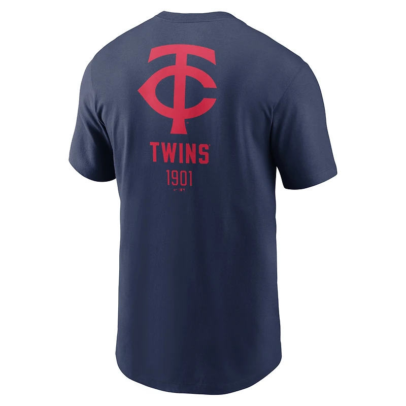 Men's Nike Navy Minnesota Twins Large Logo Back Stack T-Shirt