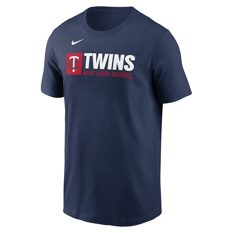 T-shirt Nike bleu marine pour homme avec logo Team Block des Minnesota Twins