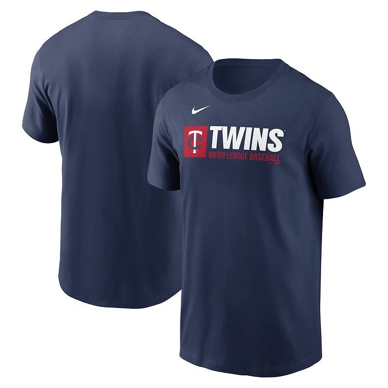 T-shirt Nike bleu marine pour homme avec logo Team Block des Minnesota Twins
