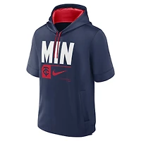 Sweat à capuche manches courtes Nike pour hommes, bleu marine, Minnesota Twins, Tri Code Lockup