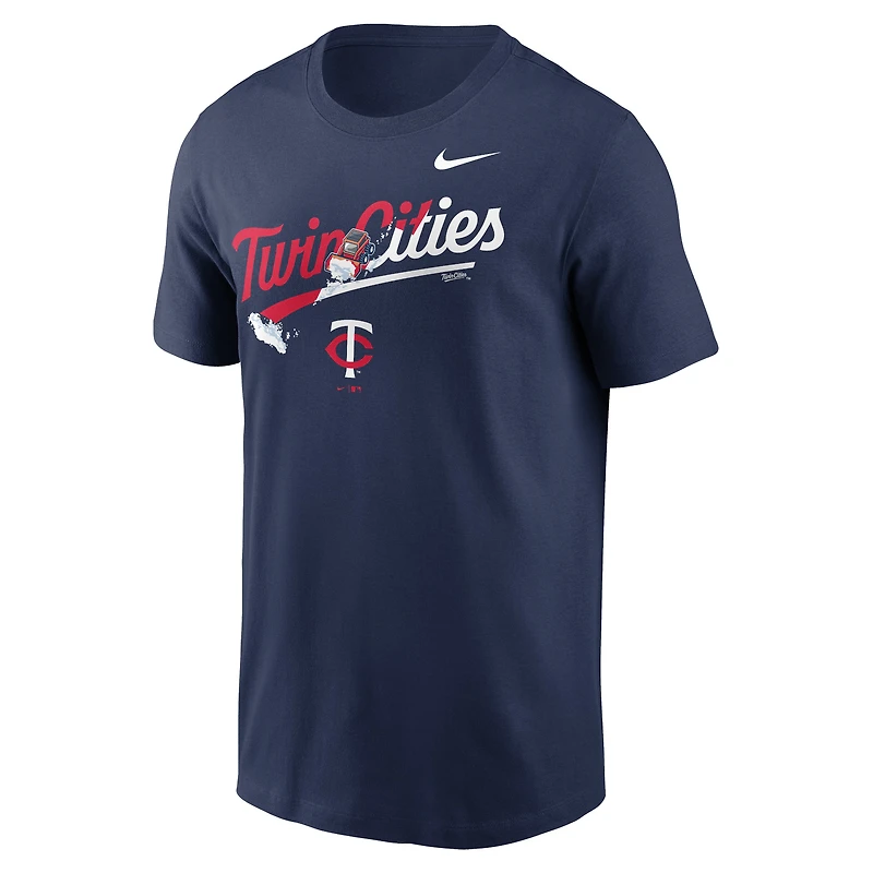 T-shirt Nike Minnesota Twins Twin Cities Snow Hometown pour homme - Bleu marine