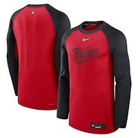 Men's Nike Red/Navy Minnesota Twins Authentic Collection Game Time Raglan Dri-FIT Long Sleeve T-Shirt