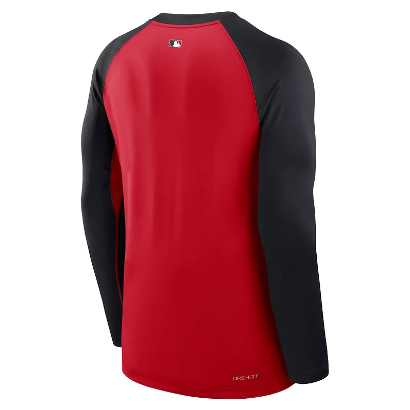 Men's Nike Red/Navy Minnesota Twins Authentic Collection Game Time Raglan Dri-FIT Long Sleeve T-Shirt