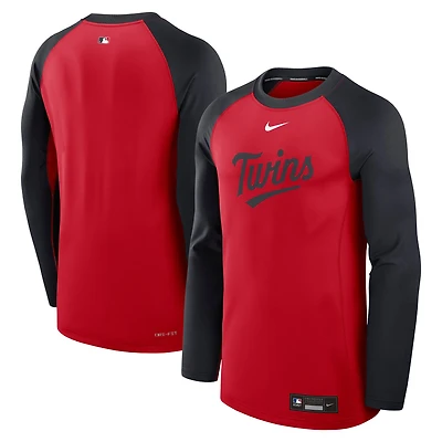 Men's Nike Red/Navy Minnesota Twins Authentic Collection Game Time Raglan Dri-FIT Long Sleeve T-Shirt