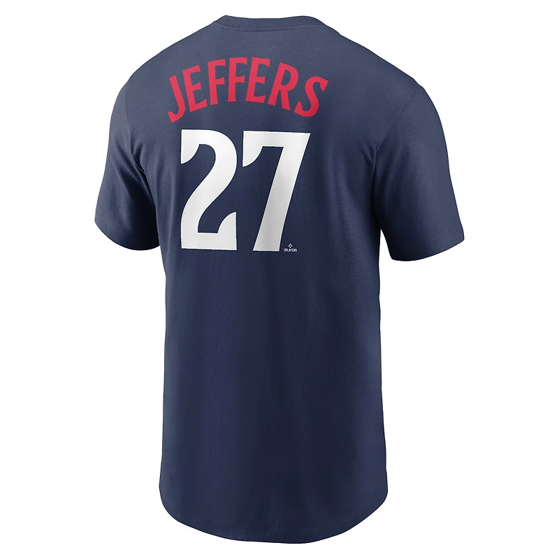 T-shirt avec nom et numéro de joueur Nike Ryan Jeffers pour hommes, bleu marine, Minnesota Twins