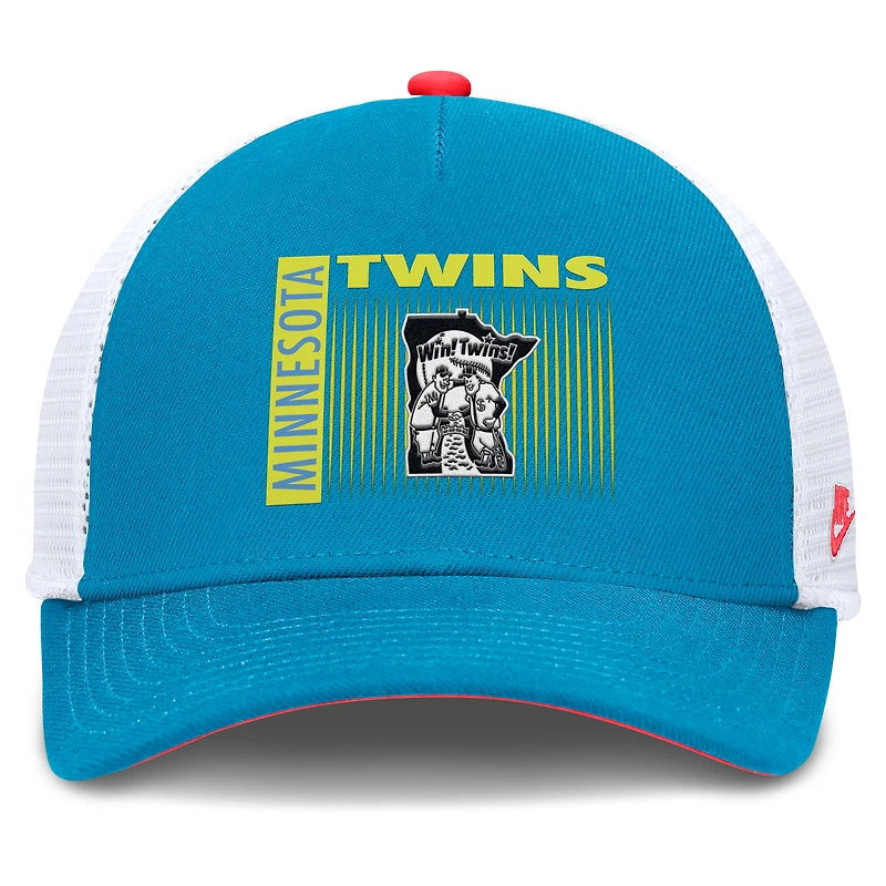Casquette ajustable Nike Minnesota Twins Neon 90s Rise pour homme, bleue, structurée et performante