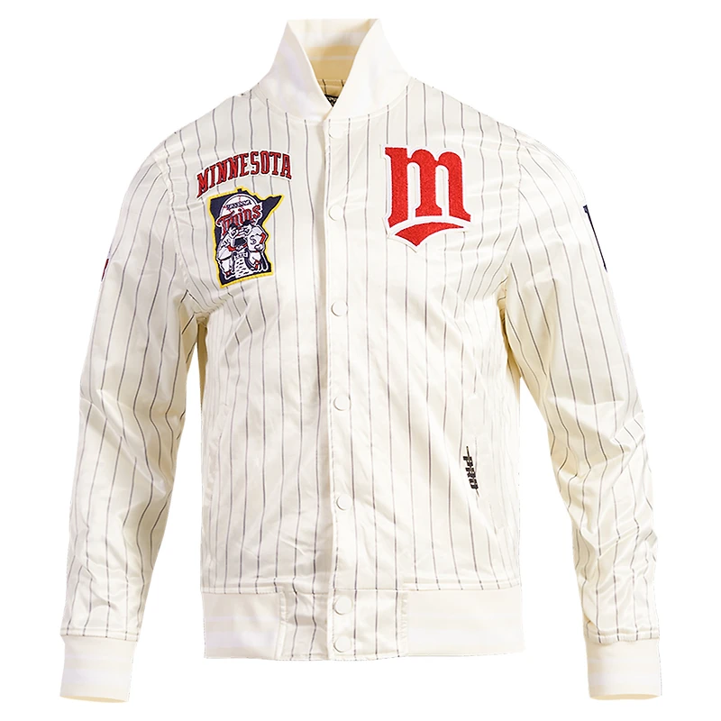Men's Pro Standard Cream Minnesota Twins Cooperstown Collection Pinstripe Retro Classic Satin Full-Snap Jacket