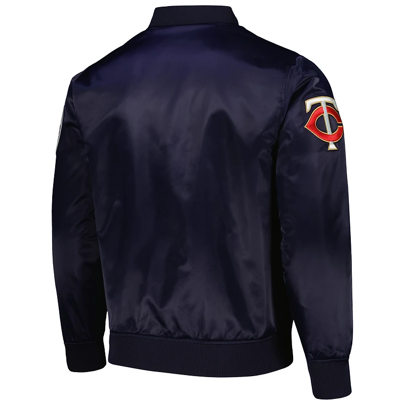 Men's Pro Standard Navy Minnesota Twins Wordmark Satin Full-Snap Jacket