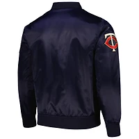 Men's Pro Standard Navy Minnesota Twins Wordmark Satin Full-Snap Jacket