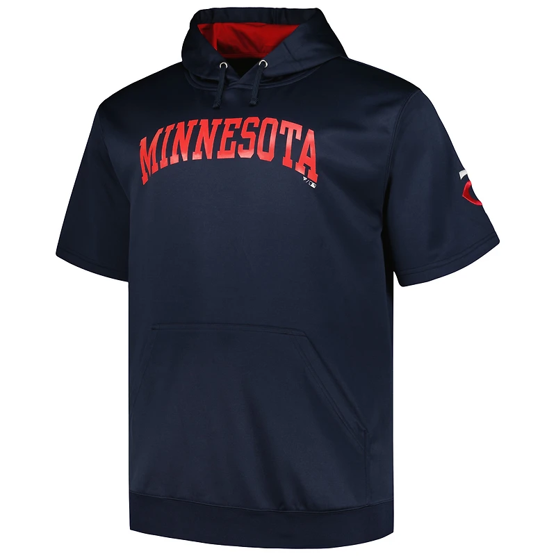 Pull à capuche et manches courtes contrastées Profile Minnesota Twins Big & Tall pour homme, bleu marine
