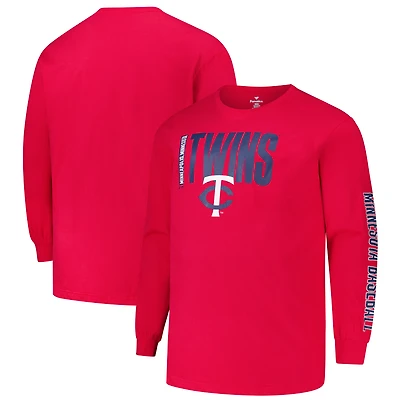 T-shirt à manches longues Big & Tall Two-Hit pour homme, rouge, profil Minnesota Twins