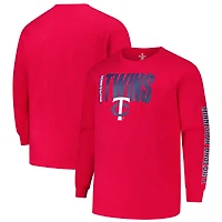 T-shirt à manches longues Big & Tall Two-Hit pour homme, rouge, profil Minnesota Twins