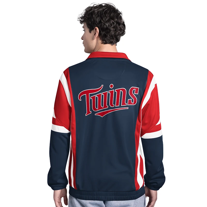 Veste de survêtement zippée intégrale en tricot Contender pour homme, bleu marine/rouge, des Minnesota Twins