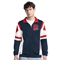 Veste de survêtement zippée intégrale en tricot Contender pour homme, bleu marine/rouge, des Minnesota Twins