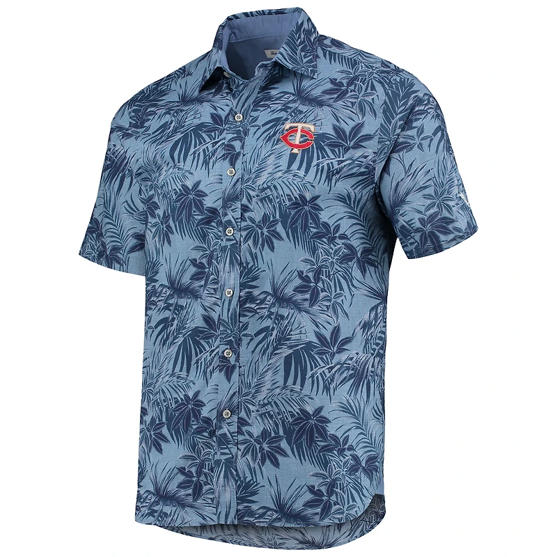 Chemise boutonnée Tommy Bahama bleu marine Minnesota Twins Sport Reign Forest Fronds pour homme
