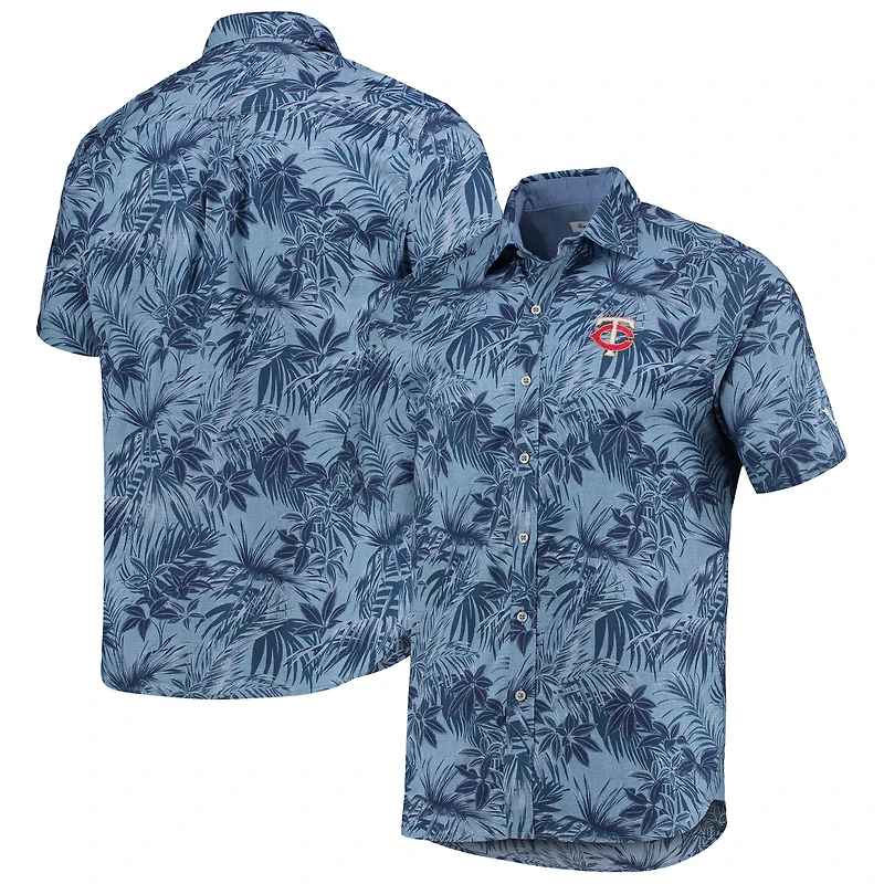 Chemise boutonnée Tommy Bahama pour homme, bleu marine Minnesota Twins Sport Reign Forest Fronds