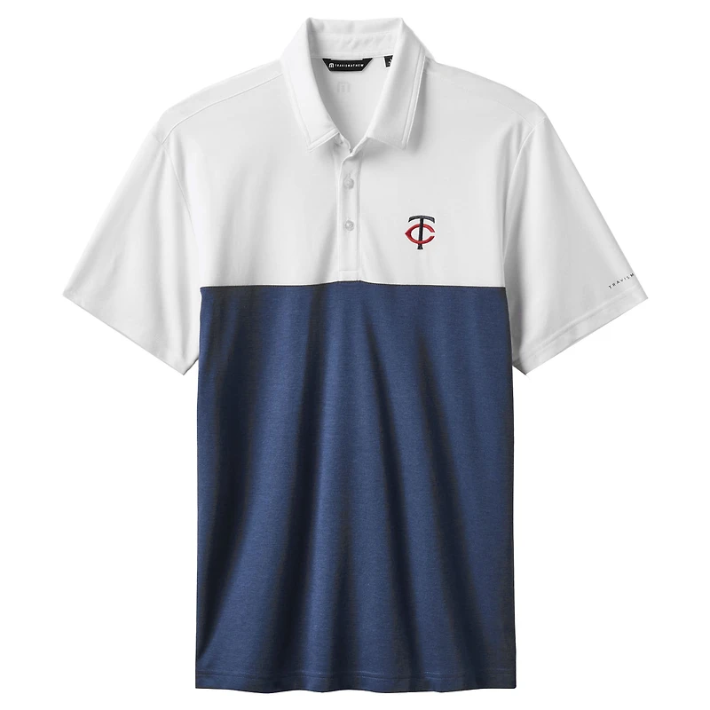 Men's TravisMathew White/Navy Minnesota Twins Home Run Leader Tri-Blend Polo