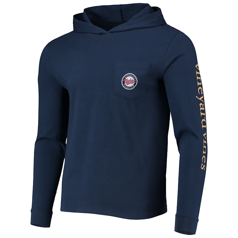 T-shirt à capuche manches longues Vineyard Vines pour hommes, bleu marine, Minnesota Twins